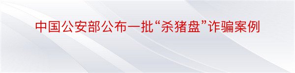 中国公安部公布一批“杀猪盘”诈骗案例